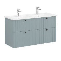 Vitra Root Groove 69516 Lavabo Dolabı, Dört Çekmeceli, 120 Cm, Mat Fiyord Yeşili, Köşeli Lavabolu